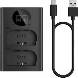 LP-E6 Dual Cameras Battery Charger for Canon LC-E6 LC-E6E LC-E6N LP-E6NH EOS 90D 80D 70D 60D 60DA /