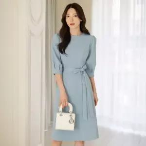 XXL까지) 블레오 핀턱 셔링 허리끈 원피스 하객룩 오피스룩 모임룩 격식룩 빅사이즈