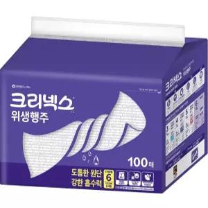 크리넥스 빨아쓰는 도톰한 위생 행주 100매 항균성분 뜯어쓰는 행주 일회용 주방타올
