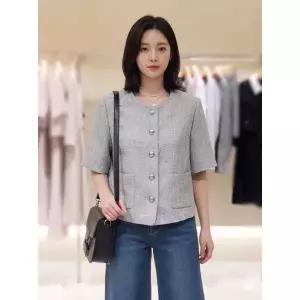 [롯데백화점]SOUP 여름 노카라 크롭 트위드자켓  SC5JK92