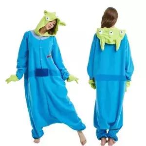 토이 스토리 외계인 점프 슈트 파자마 3 눈 Onesie 폴라 플리스 잠옷 성인 플러시 홈 의류 프레