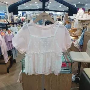 치크 sh06 플라워 뷔스티에 반팔티 세트  CKRA26486