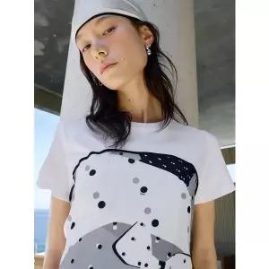 [ZOOC](천안아산점)리본프린트 블록 티셔츠_Z262MSM010