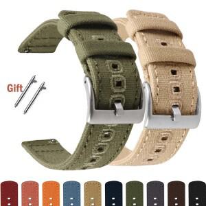 갤럭시 3/4 용 땋은 캔버스 시계 밴드  Strap18mm 20mm 클래식 46/42mm 퀵 릴리스 팔찌