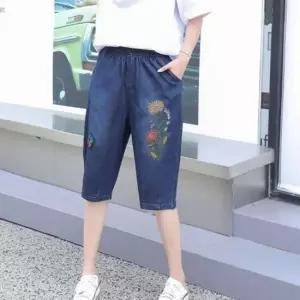 친절한탄씨 데일리데님 여성 배기 밴딩 7부 주말룩 데님팬츠 여성청바지 데님청바지 7부데님팬츠