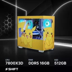 주연테크 시프트 PKPv78XHFV-16G512G 포켓몬스터 피카츄 AMD 라이젠7 7800X3D 반본체 게이밍 컴퓨터