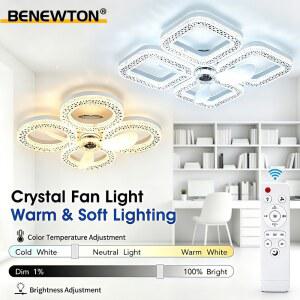 BLDC실링팬 현대식 천장 선풍기 조명 저소음 리모컨 3가지 색온도 조절 3단 속도 스마트 LED 램프 식당 침실 가정용