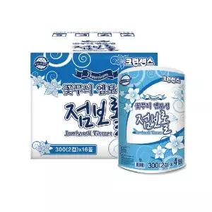 크린 센스 꽃무늬 엠보싱 165m 2겹 16롤 점보롤 업소용 화장지 휴지 대용량