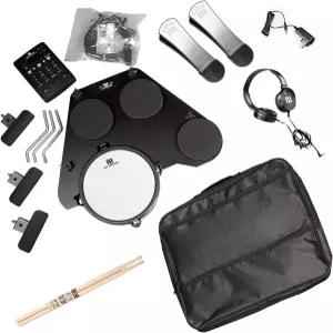 조용한 메시 패드가 있는 PLADRUBO 전자 드럼 세트 휴대용 전기 키트 블루투스 USB MIDI 풀사이즈 킥 및