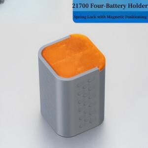 21700 배터리 박스 4슬롯 홀더 76mm 높이 자석 잠금 슬라이딩 커버 충격 방지 리튬 정리함
