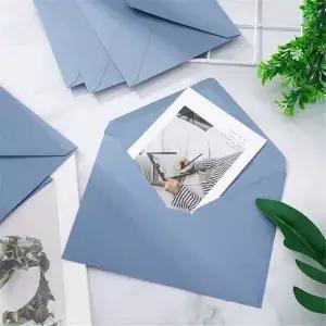 20pcs 레트로 블루 종이 결혼식 초대장 인사말 카드 봉투 문구류 보관 비즈니스 가방