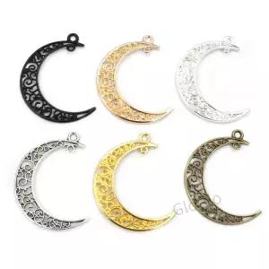 4x30mm 0pcs 6 색 도금 문 스타일 수제 매력 펜던트 DIY 팔찌 목걸이