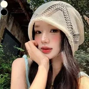 펀칭 니트 여성 여유핏 라이트 비니 모자 2색 얇은비니 패션잡화 여성모자 비니모자 비니패션 여름비니