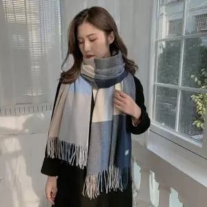 체크 머플러 목도리 여성 겨울 패션 캐시미어 넥워머-WFP7S6B
