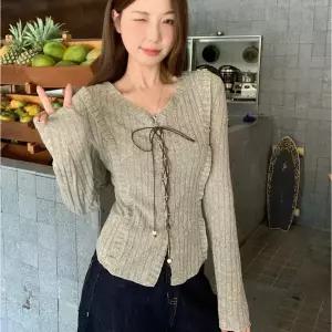 여성 빅사이즈 봄가을 슬림핏 니트 셔츠 캐주얼 긴팔 블라우스