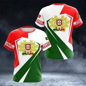 포르투갈 3D 프린트 스포츠 퀵 드라이 통기성 남성 티셔츠 야외 축구 유니폼 팀 팬 부모자녀 반팔 의류