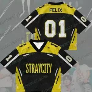 Straycity Jersey 2026 월드 투어 셔츠 팬 선물 V 넥 패션 스트리트웨어 반팔 펠릭스 회원 티셔츠 여름