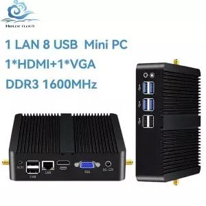 HelorpcLAN 8USB 산업용 미니 PC 윈도우 7 8/0 우분투 리눅스 와이파이 웨이크업 LAN 데스크탑 컴퓨터 8G
