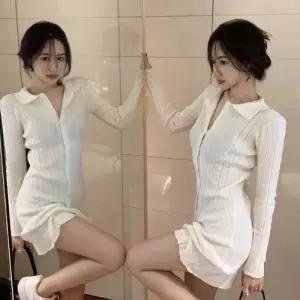여성 신축성좋은 카라 니트 핏예쁜 날씬핏원피스 섹쉬