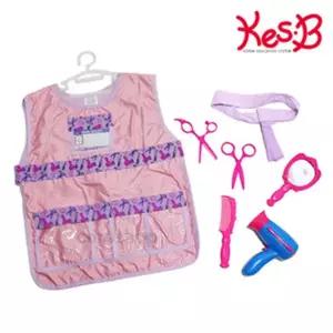 캐스B 미용사 역할의상 미용실 직업체험 빗 헤어디자이너 코스튬 소품세트 코스프레 가운