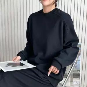 무지맨투맨 여자 절개 디테일 베이직 무지 맨투맨 티셔츠
