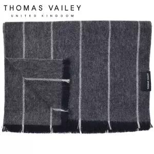 [THOMAS VAILEY] 캐시미어 블렌드 울머플러 초크 스트라이프 다크그레이