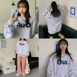 기모 여자 기본 라운드넥 오버핏 박스티 맨투맨 기모후드티
