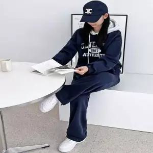 여성 3컬러 겨울 오버핏 기모 레터링 배색 후드티셔츠 기모후드티
