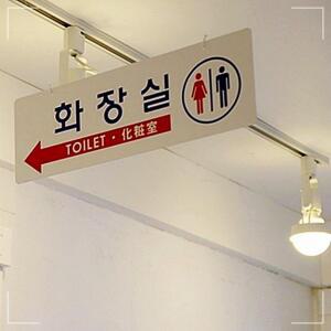 부착판 화장실표시 남녀화장실 표시판 천정걸이 토일렛 낚시줄 사무용품 안내판 부착고리포함 양면사용