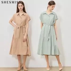 [쉬즈미스(SHESMISS)] 줄리아 고급소재 사선 셔링 원피스