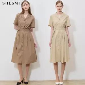 [쉬즈미스(SHESMISS)] 지적인 백 밴딩 셔츠 원피스