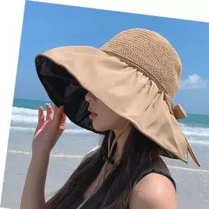 1P 모자 5컬러 여성 바캉스모자 여름 끈탈부착 넓은챙