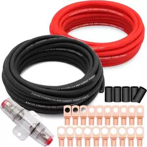Taukealugs 8 게이지 와이어 구리 클래드 알루미늄 CCA 50FT 블랙/레드 8ga 러그 60A 퓨즈 홀더 및 열수축