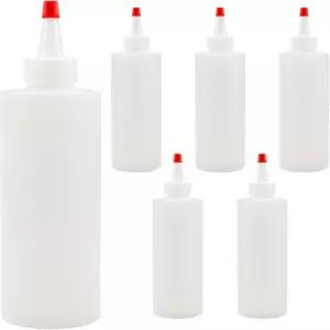 코누코피아 브랜드 8온스 HDPE 플라스틱 압착 병 요커 팁 포함 6팩 예술 공예 및 주방용 빈 리필 가능한