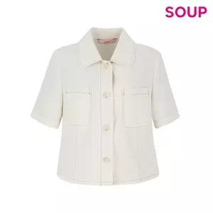 [숲][SOUP] 면혼방 스탠 칼라 반팔 재킷 (OA5JKQ5)