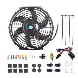 BATONECO 10인치 전기 라디에이터 냉각 팬 온도 조절기 배선 스위치 릴레이 키트 12V 120W 1000 CFM 슬림
