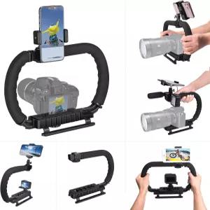 3-슈 DSLR/미러리스/액션 카메라 캠코더 스마트폰 안정화 확장 케이지 마운트 영상 제작 홀더 리그 유튜브