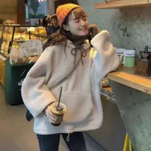오너클랜 여성 후드티 뽀글이 양털 후리스 겨울 아우터 양털뽀글이누빔 여성외투뽀글이