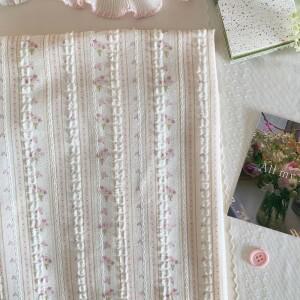 145x50cm 핑크 꽃다발 프린트 컷 플라워 자카드 다크 패턴 스트라이프 순면 원단 의류 DIY 재봉용 천