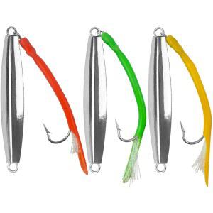 DIAMOND JIGS 바닷물 낚시 미끼, 3팩 스푼 DS-RG 스트라이프 59.1ML(2온스) 지깅 심해 해양 믹스 서핑 캐스팅 테일 - 베이스 튜브 지그 메탈