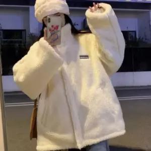 오너클랜 양털집업 후리스 플리스자켓 점퍼 화이트 외투 따뜻한재킷 여성재킷 플리스자켓 가죽재킷