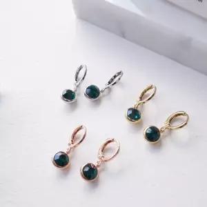 6mm 오스트리아 크리스탈 에메랄드 귀걸이