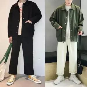 여행 스타일룩 남자 하프 자켓스타일 점퍼 오버핏 아웃터 루즈핏