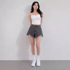 [하프클럽/]데님 반바지 하이웨이스트 핫팬츠 빈티지 워싱 찢청 숏팬츠