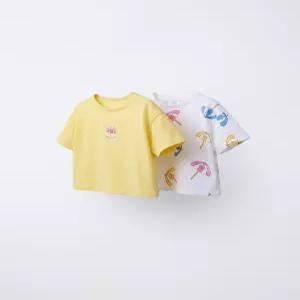 ZARA 우산 프린트 티셔츠 2장 세트 - 노랑 0722/625/300