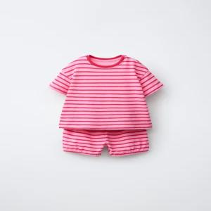 ZARA 스트라이프 티셔츠  블룸머 세트 - 로즈핑크 4174/425/620