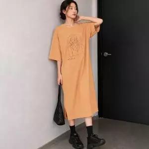 오버핏 치마 프린팅 포인트 편안한 착용 캐주얼 데일리 롱원피스