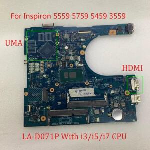 Dell piron 3559 AAL15 LA-D071P I3 I5 I7 CPU가 장착된 작동 마더보드