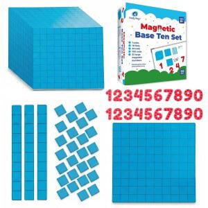153 PCS 점보 마그네틱 베이스 10 블록 - 장소 가치 초등 교실용 수학 조작법 K-3 숫자 블록 용 카운터 큐브 세기 1학년 2학년 10번