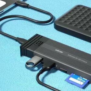 알루미늄 ssd 외장 케이스 듀얼 m.2 ssd 케이스 멀티 연결 SD카드리더기